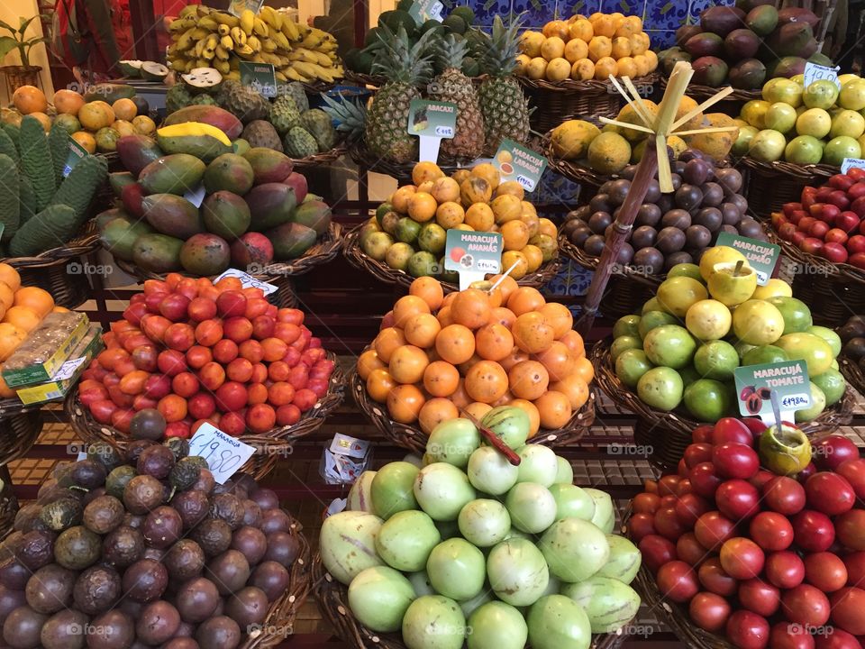 Fruits at farmers market on Madeira Island 