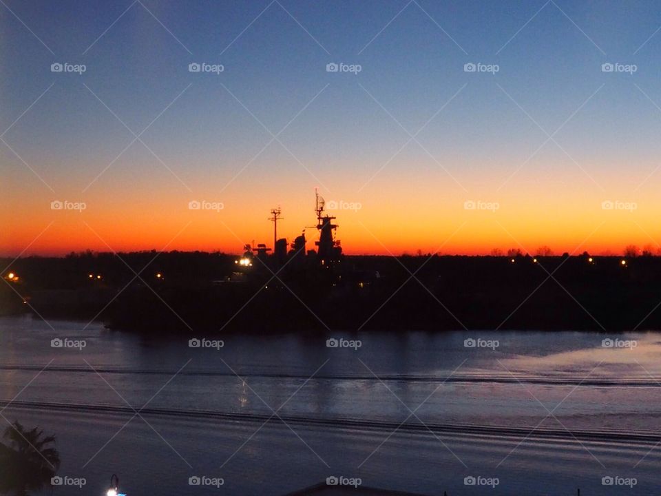 USS North Carolina Sunset