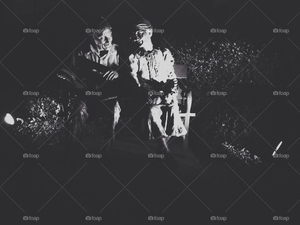 Senior couple statue