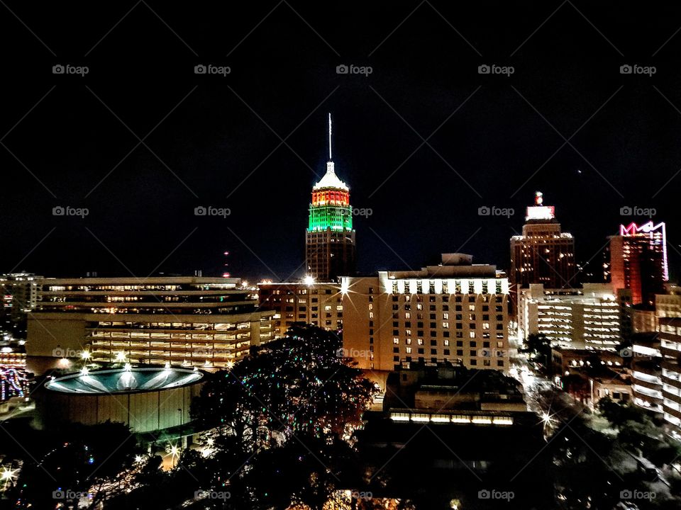 Night time in Downtown San Antonio TX  in December