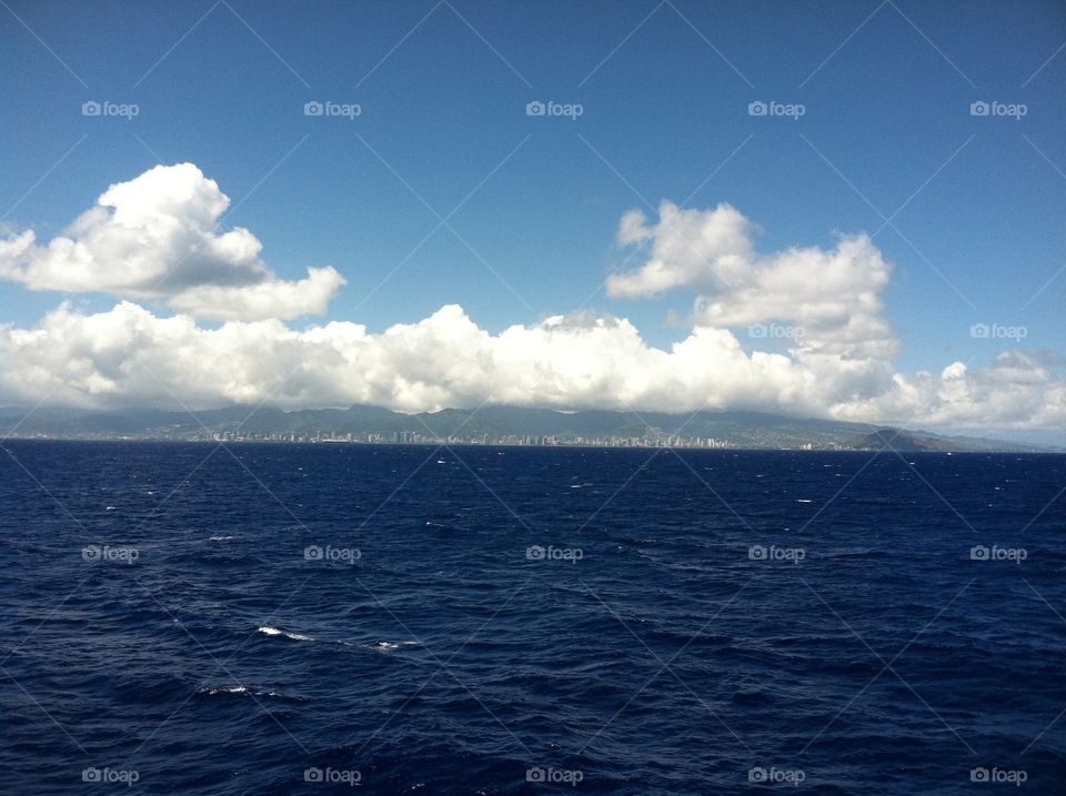 View of Waikiki from the Ocean. 