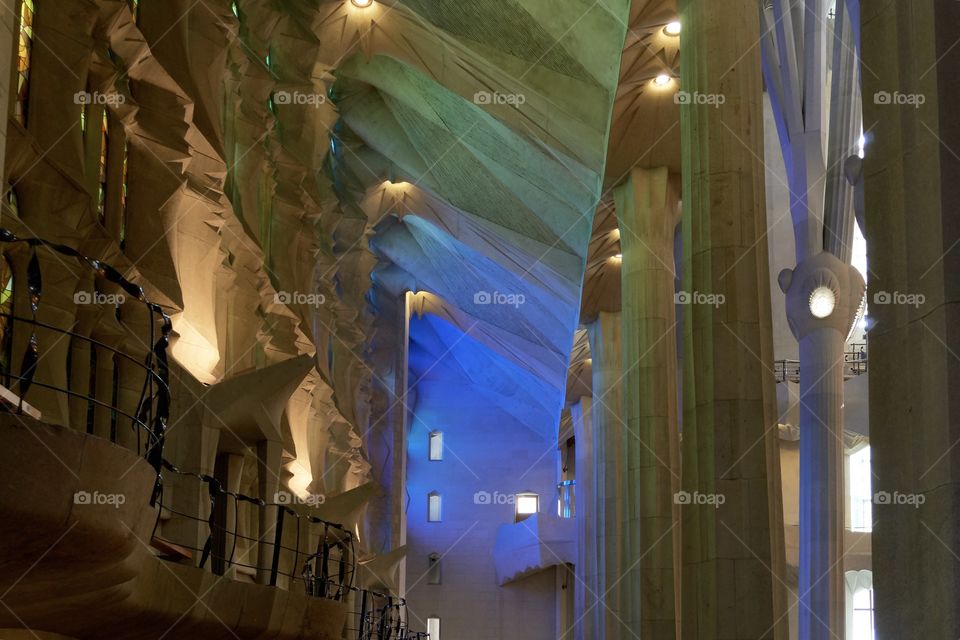 Sagrada Familia (Barcelona). Indoor Lights Winter Morning