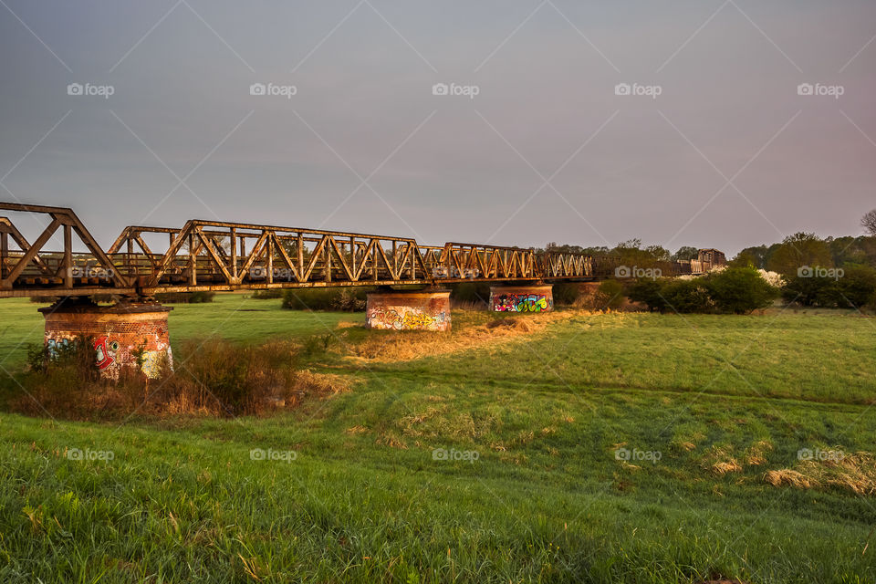 Most kolejowy na rzece Odra, Poland, Stany