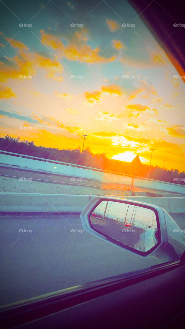 Sunset on a highway