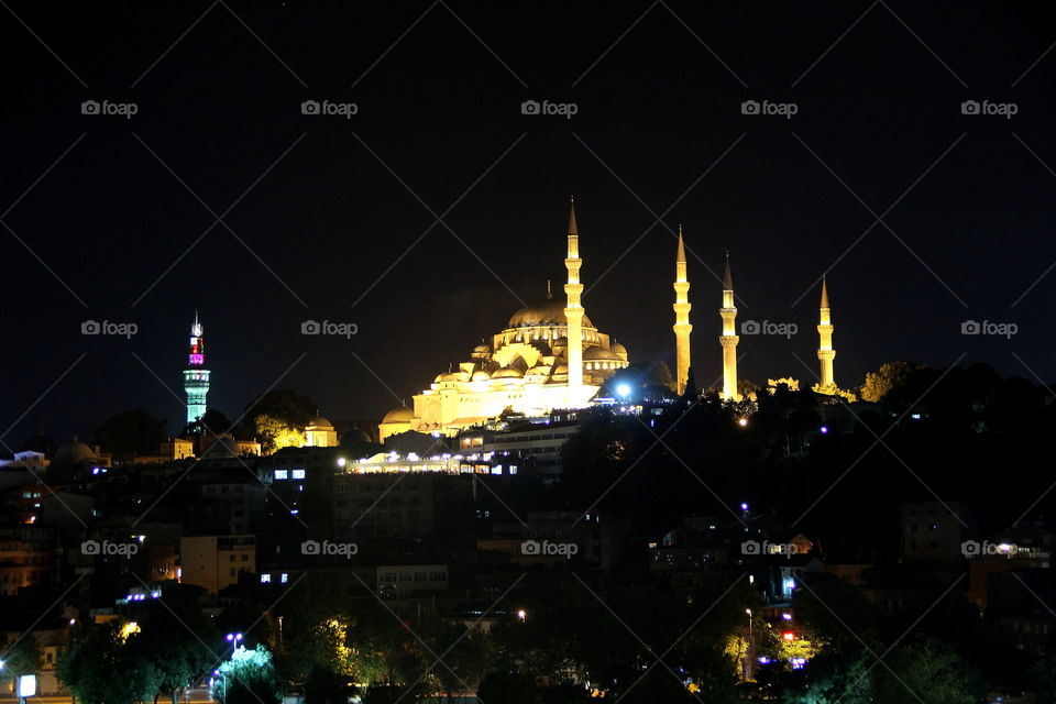 aya sofia at night. islamic temple of istanbul