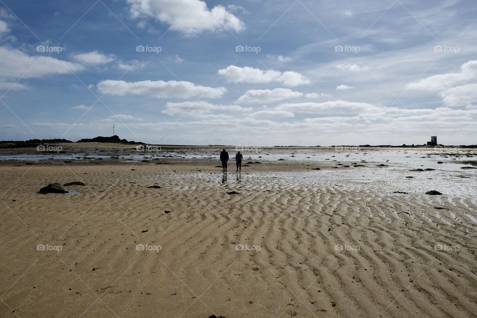 Jersey, Seymour Tower at Low tide, Jersey, Channel Islands, British Isles
