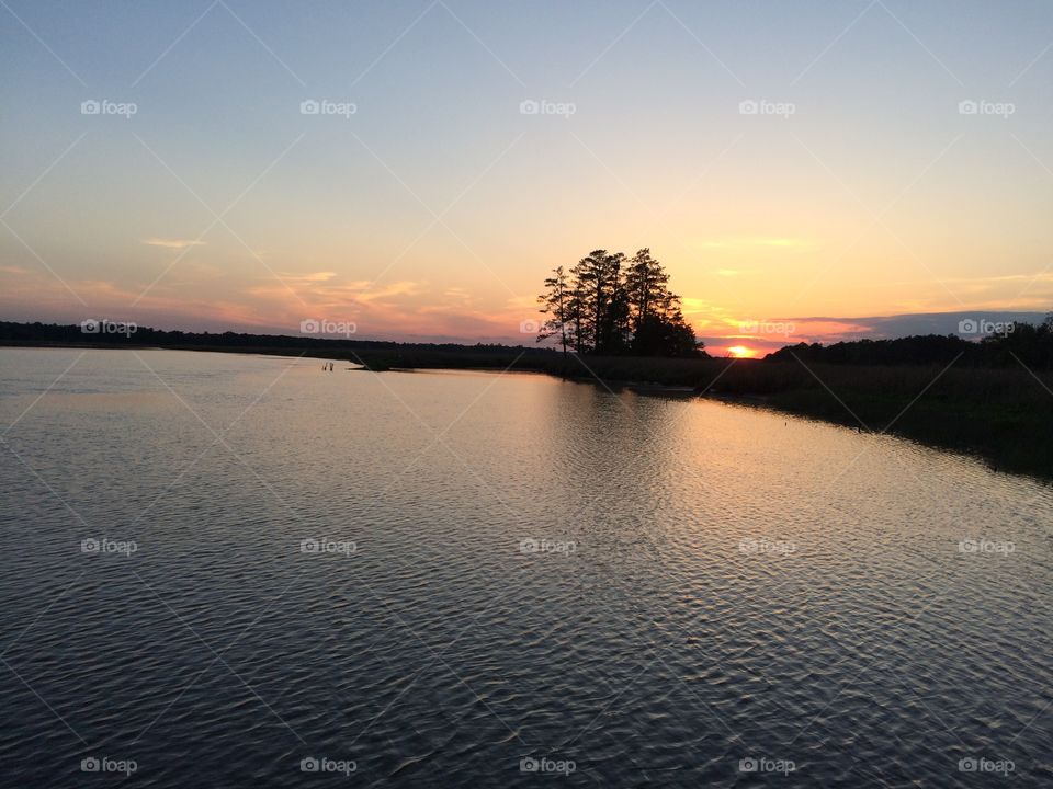 Sunset, Dawn, Water, Lake, Landscape