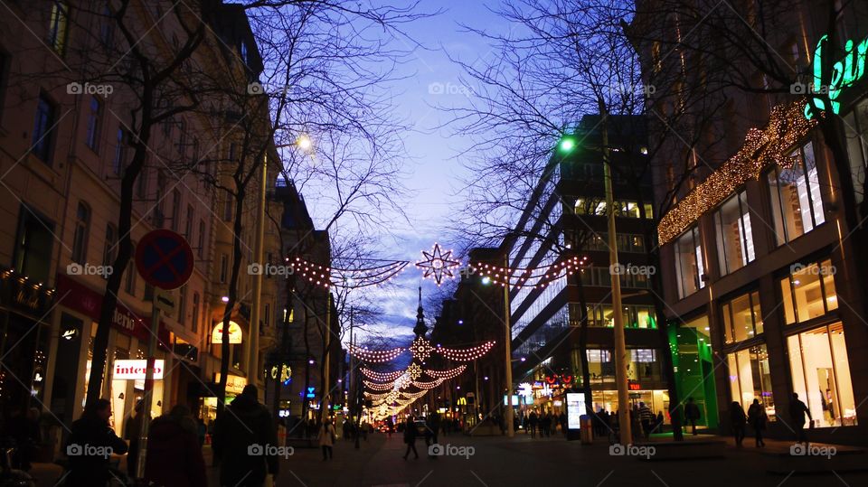 Vienna at night during Christmas season