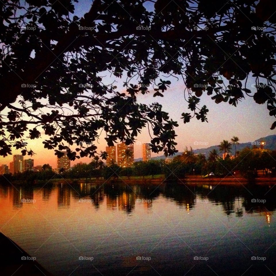 Illuminated city at night