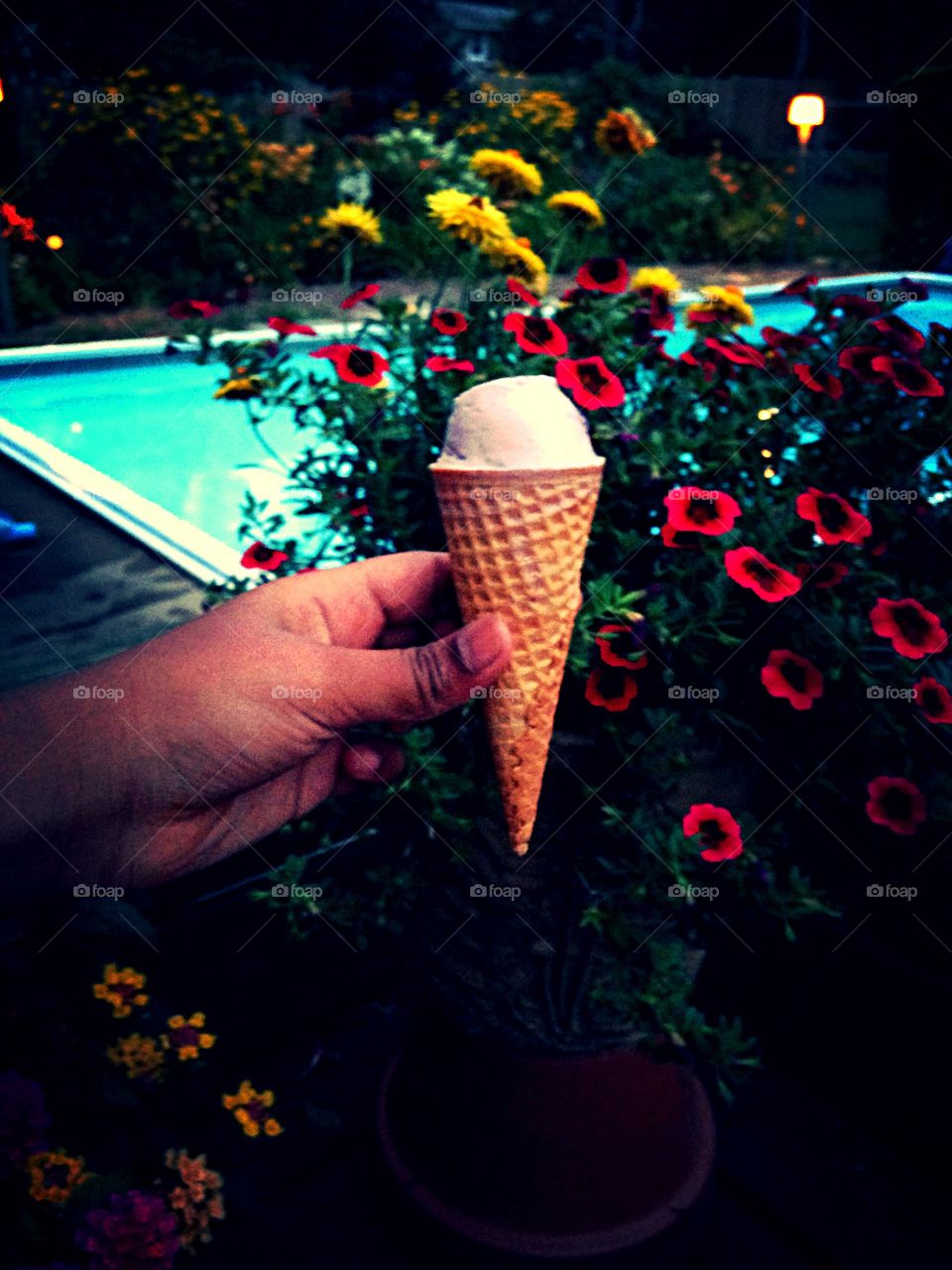 Summer Cone. Friend with ice cream cone
