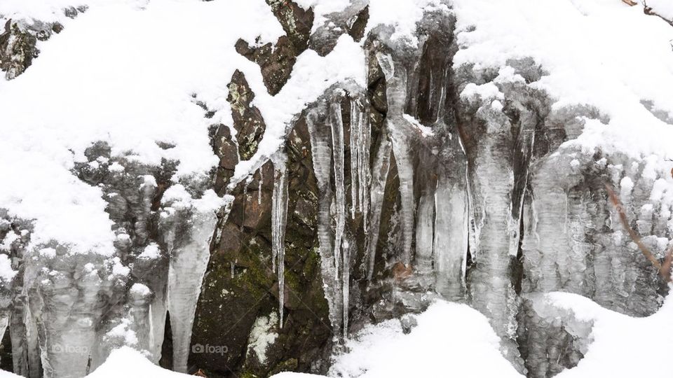 icicles on the rock