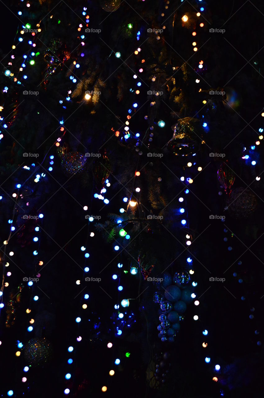 New year, Christmas, winter, holiday, gerljandy, lights, light bulbs, background, Christmas tree,