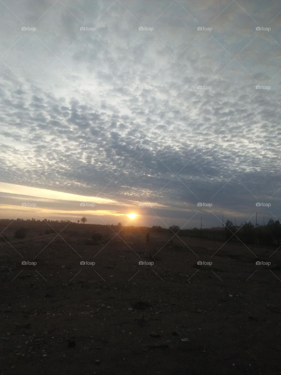 Splendid sunset at marrakech city in Morocco.