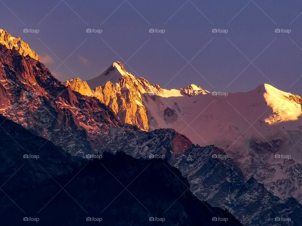 sunset in mountain of Himalayas