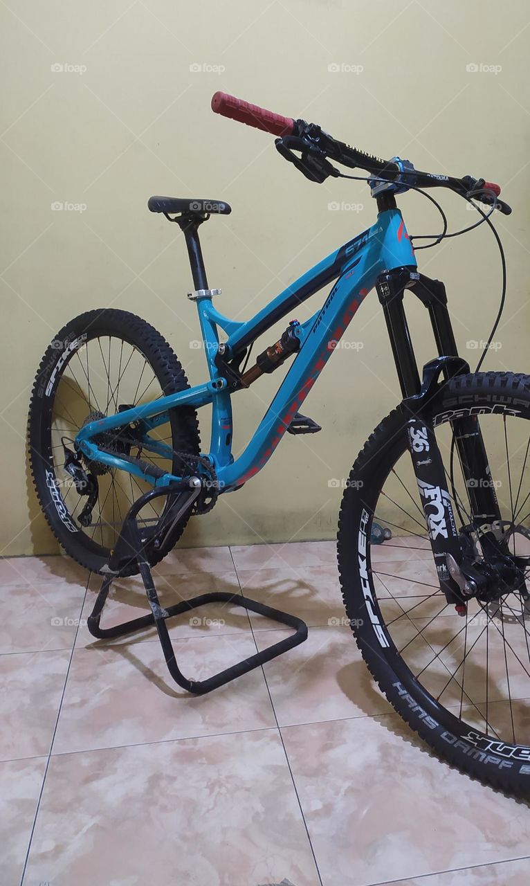Light blue mountain bike