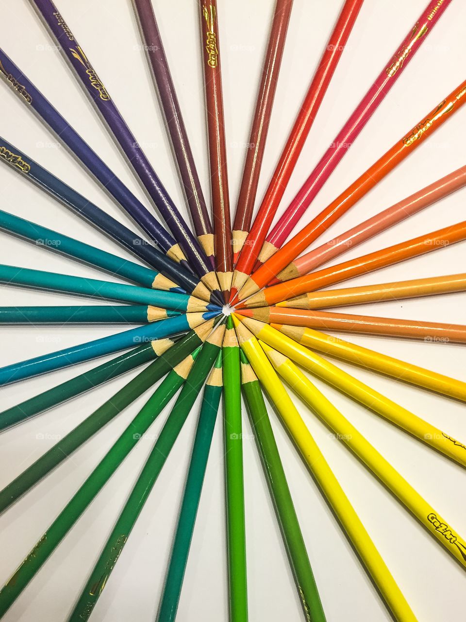 High angle view of colored pencils