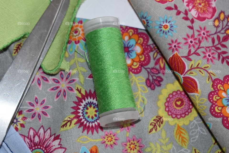 Sewing thread and fabric 