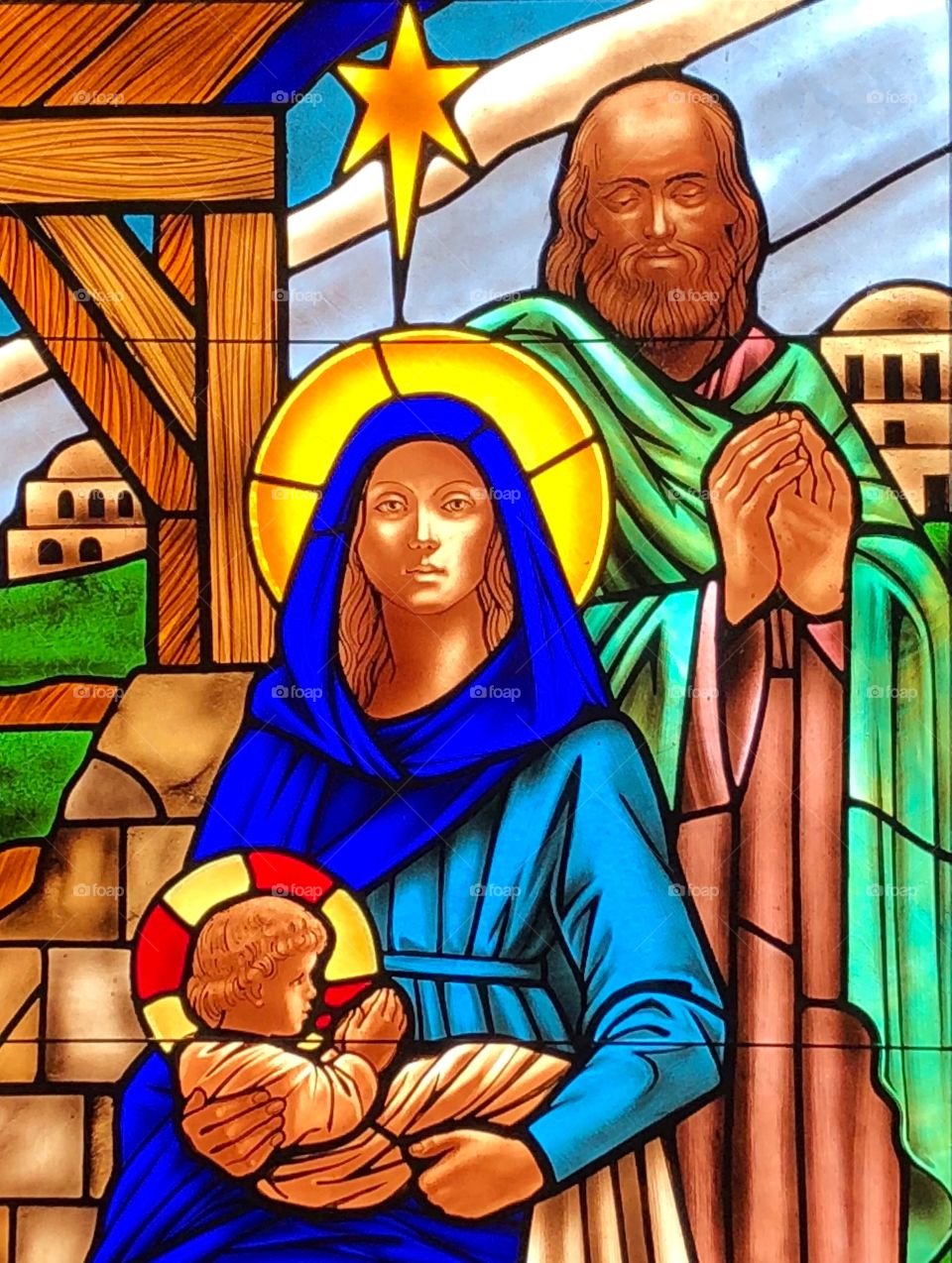 Stained Glass window of the Nativity 