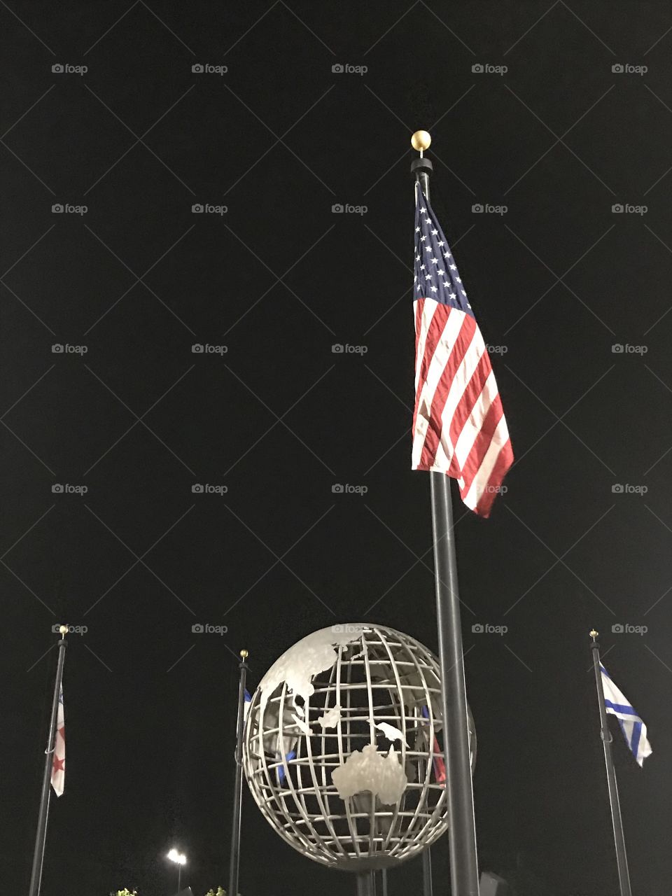World surrounded by flags