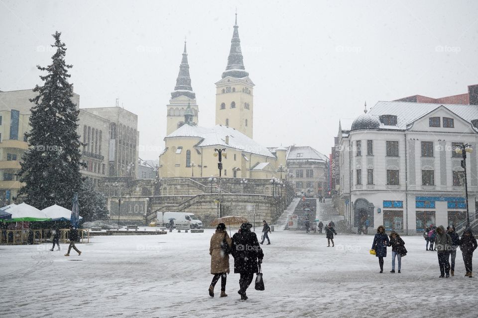 Žilina city under the snow. Slovakia