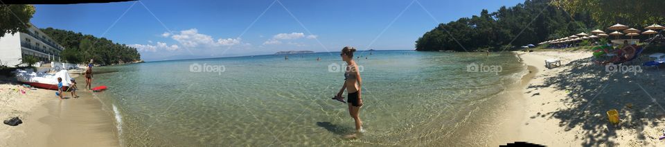 Panorama of Glyfada beach on Thassos island