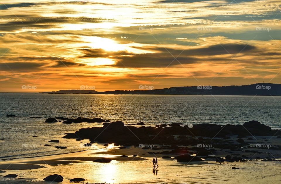 Galician sunset, A Lanzada, Galicia, Spain.