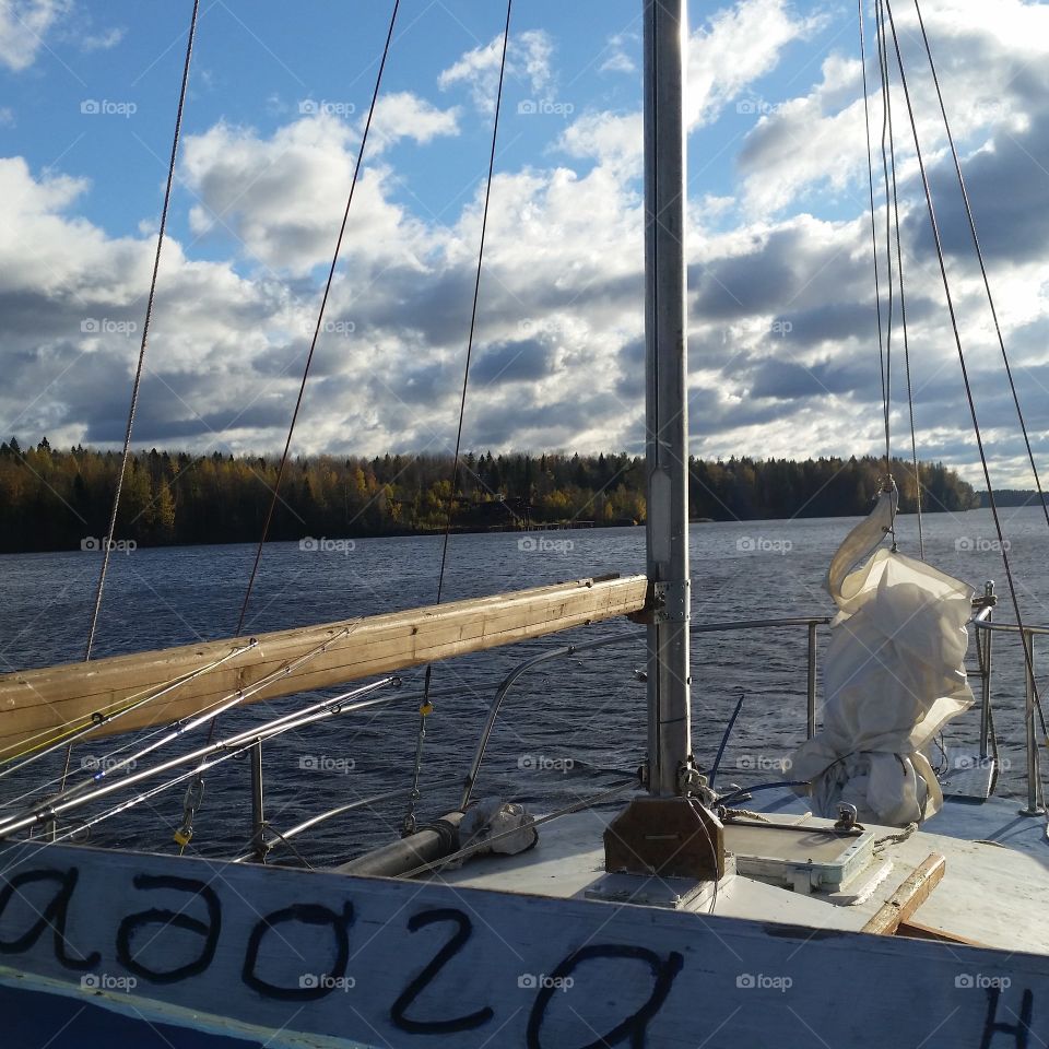 By boat Ladoga Lake