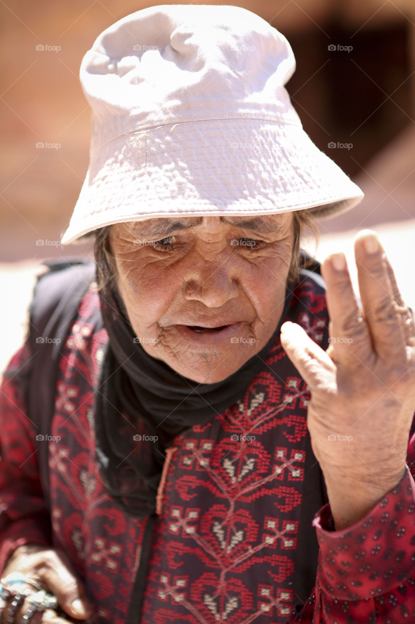 elderly woman in Petra