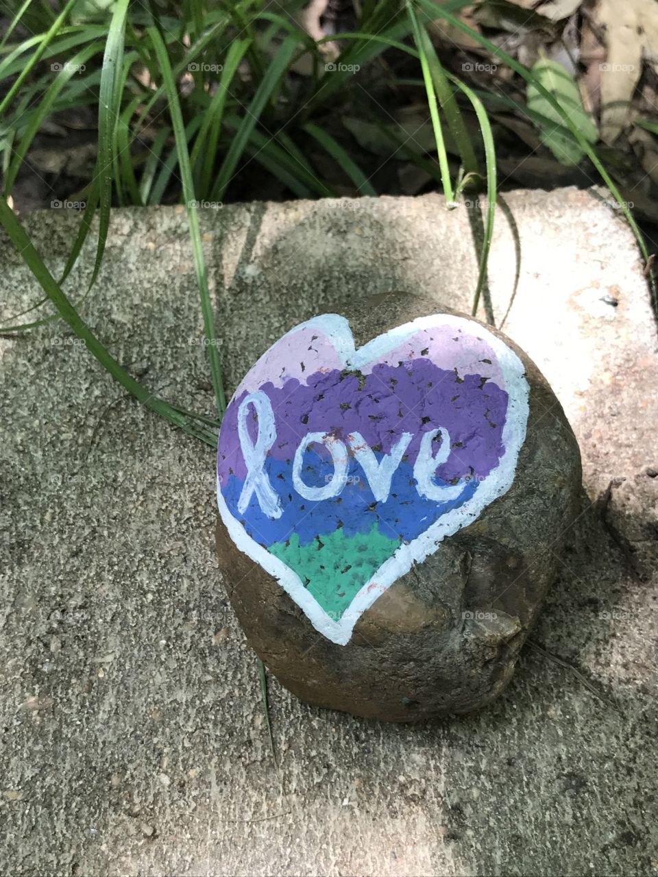 Painted heart love rock