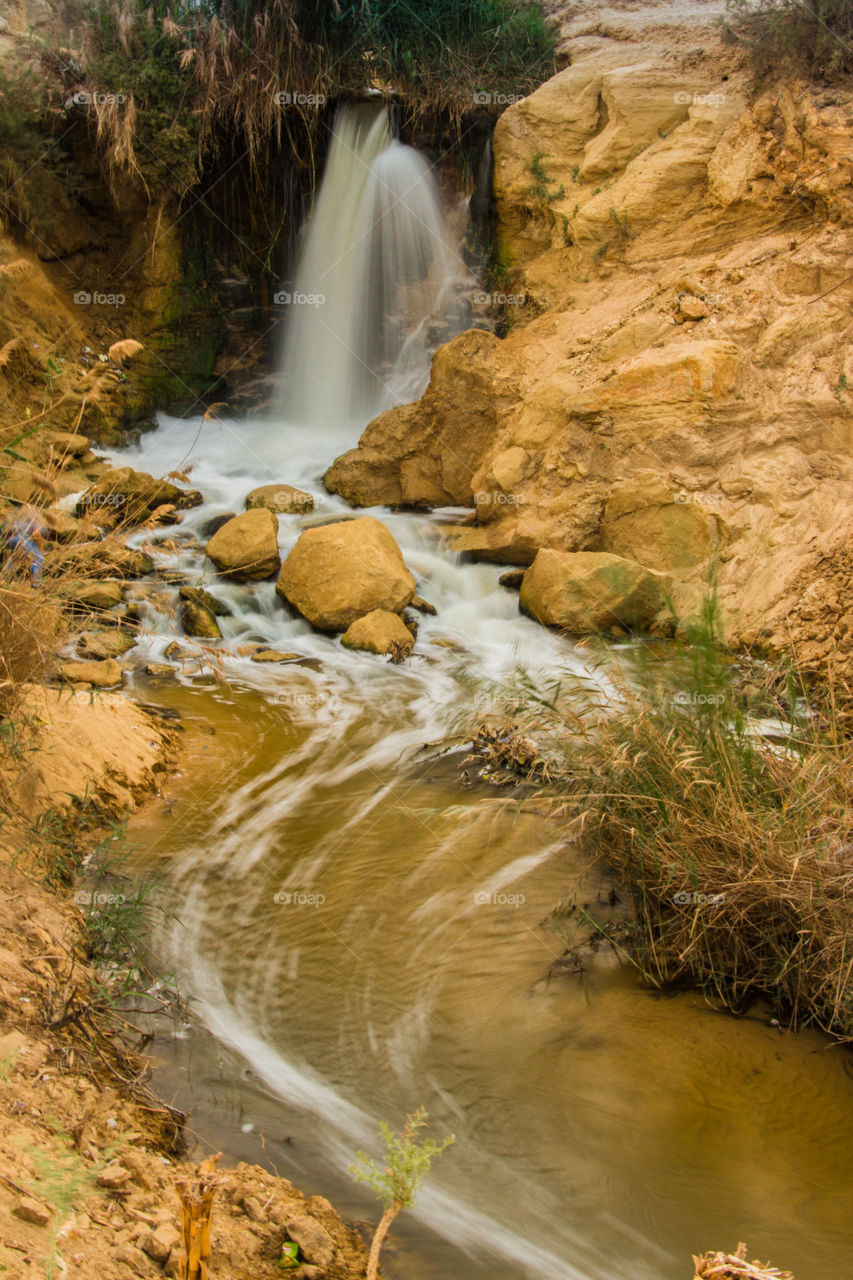 Waterfall of Fayoum city, Wadi Arrayan, Egypt.