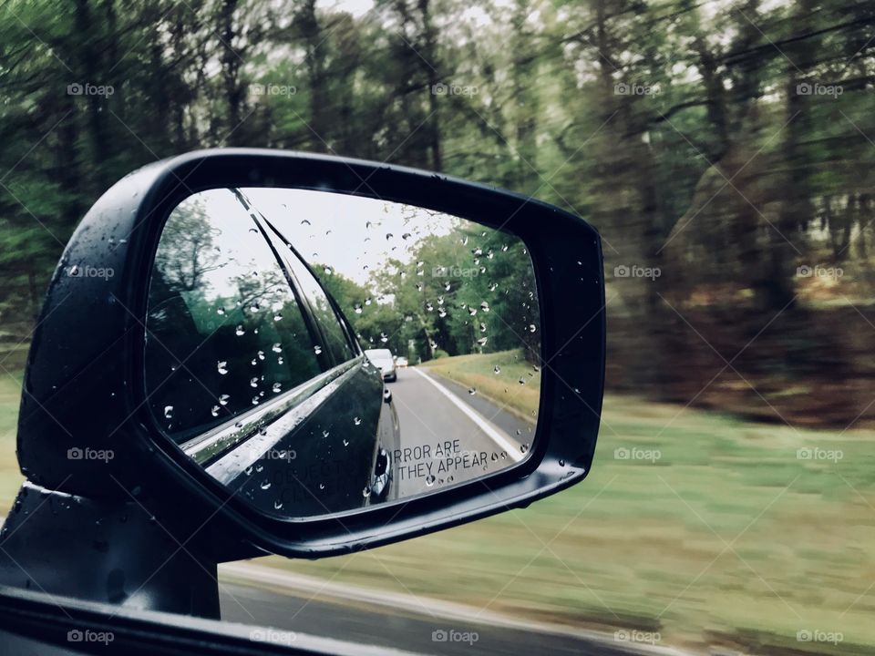 Car Mirror in rain