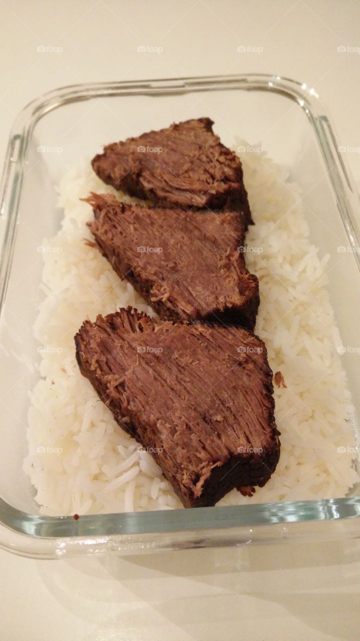 beef roast on rice no sauce yet