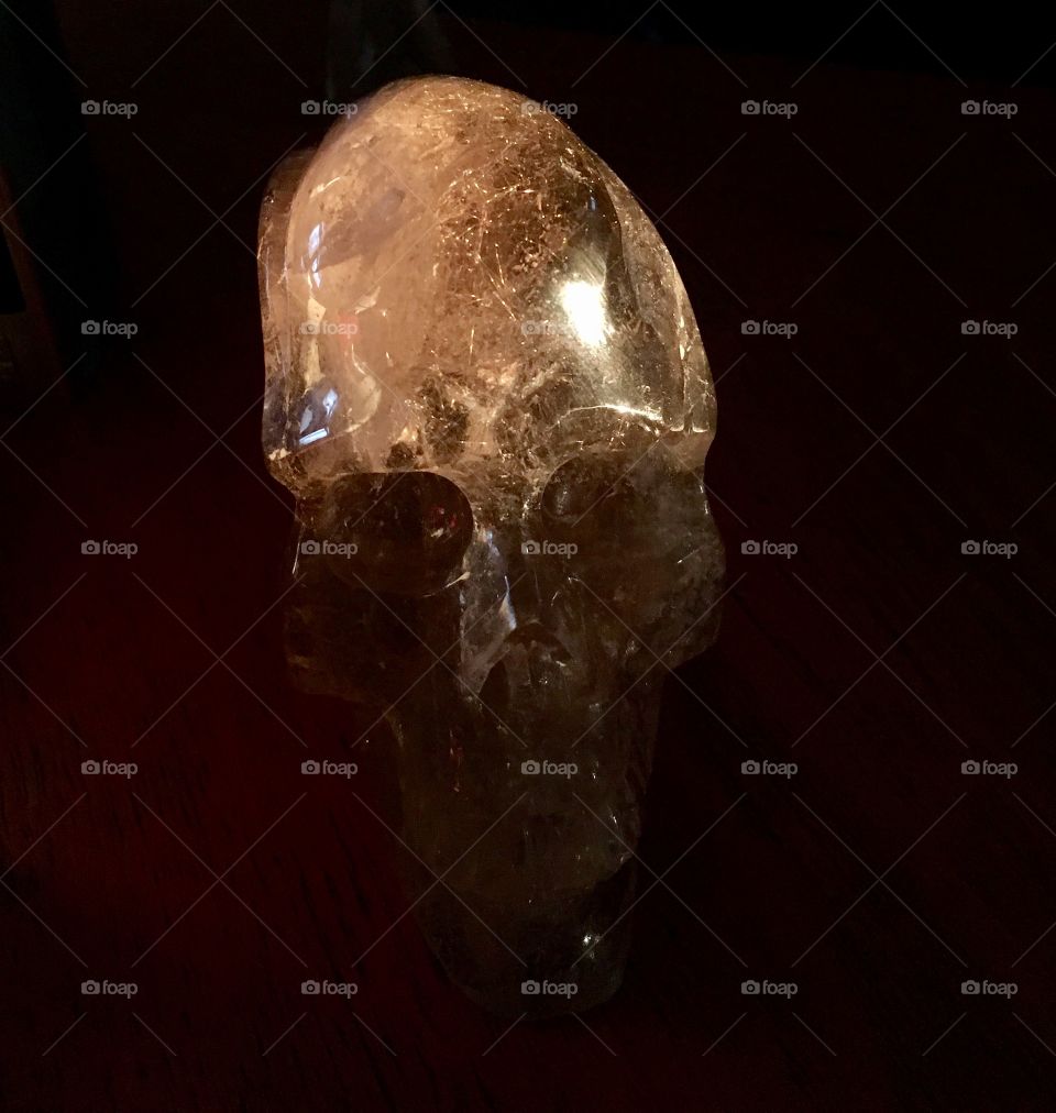 Rutilated Quartz crystal skull  