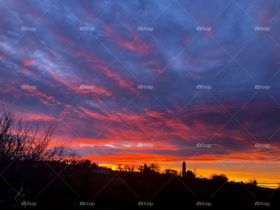 Dramatic winter sunset