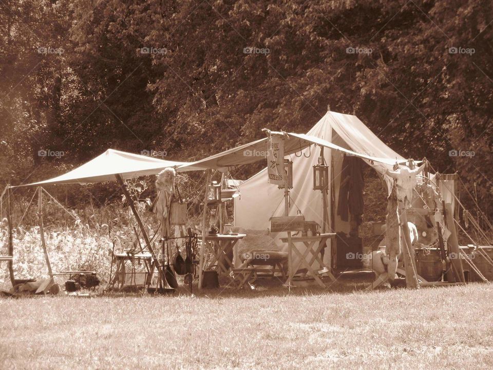 historical reenactment camp set up