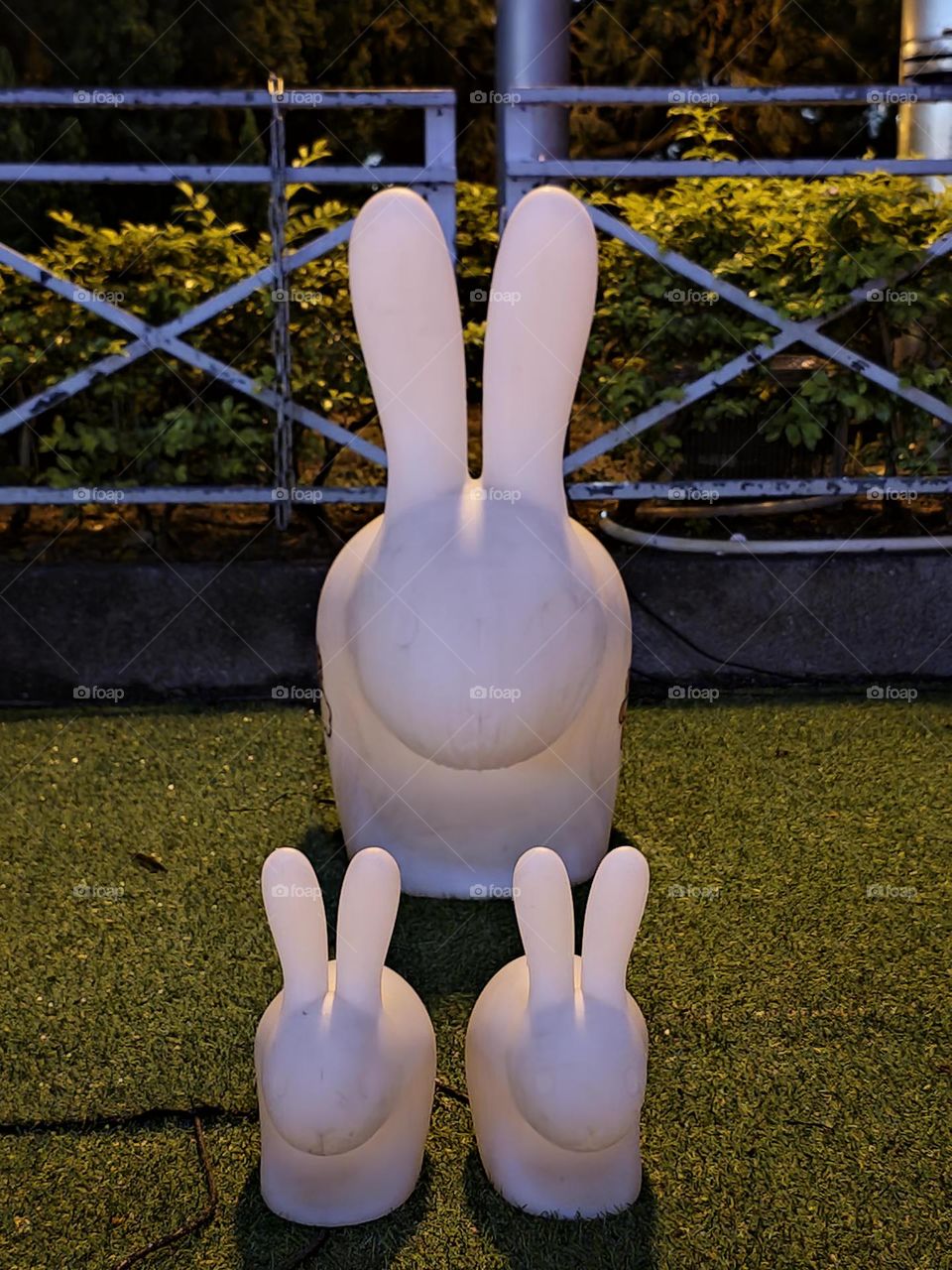 Big and small Easter bunnies at Hong Kong Victoria Park