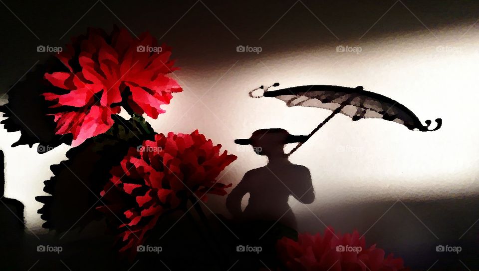 umbrella girl. I have this flowers against a wall and i love the way the sun creates this shadows in the afternoon.