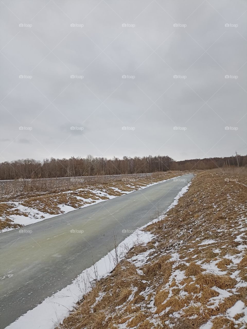 A moat covered with ice