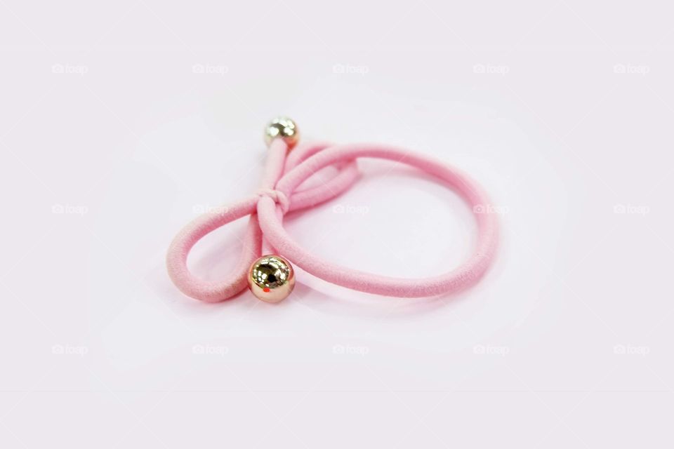 Hair Accessories for Lady. Hair Elastic Band with Free Space. Fabric Hair Pink Band Isolated on Pink Background Great for Any Use.