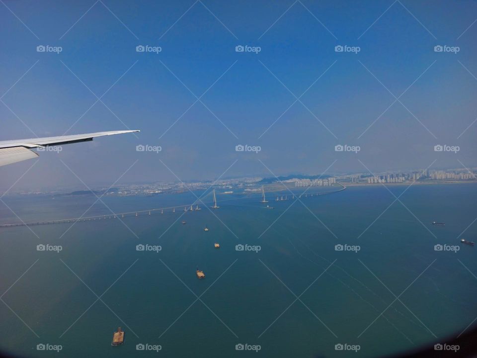 flying over shipping area