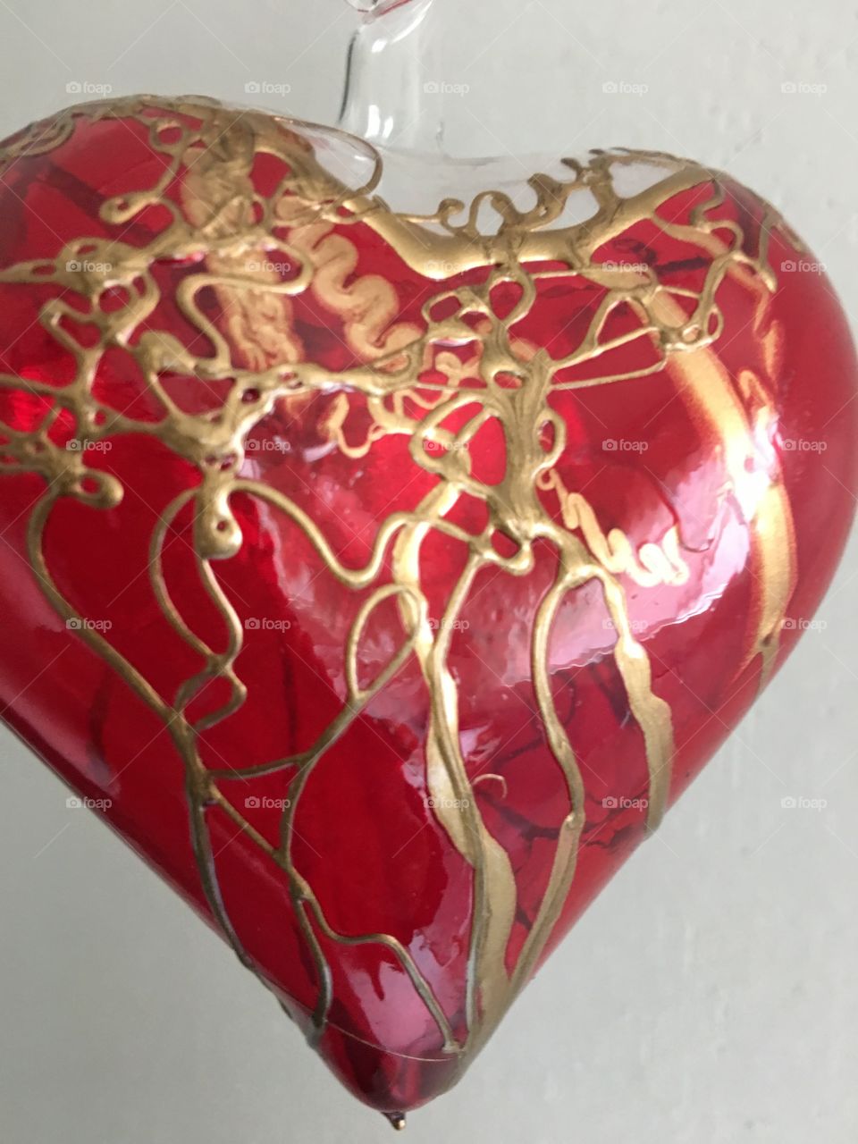 Close up red glass heart