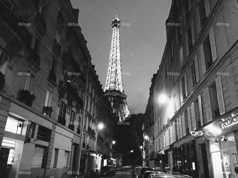 Eiffel Tower peaking from above 