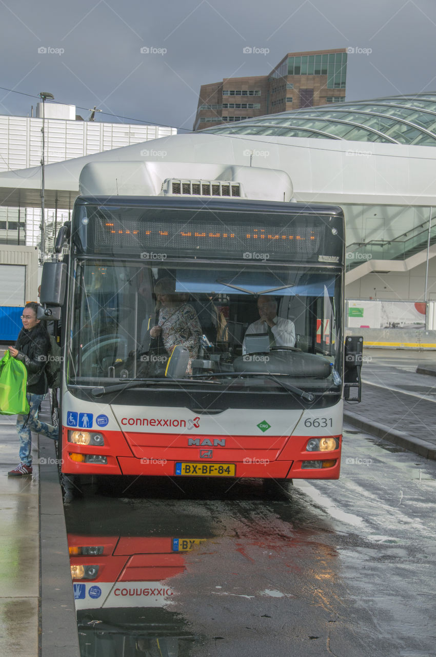 Bus At The Bus Stop Central Station Den Haag The Netherlands 2018