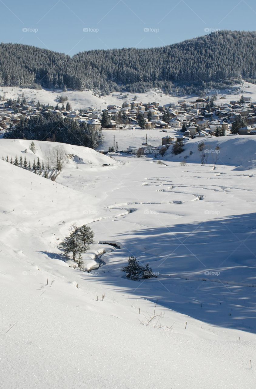 Winter landscape, Ravnogor Village, Bulgaria