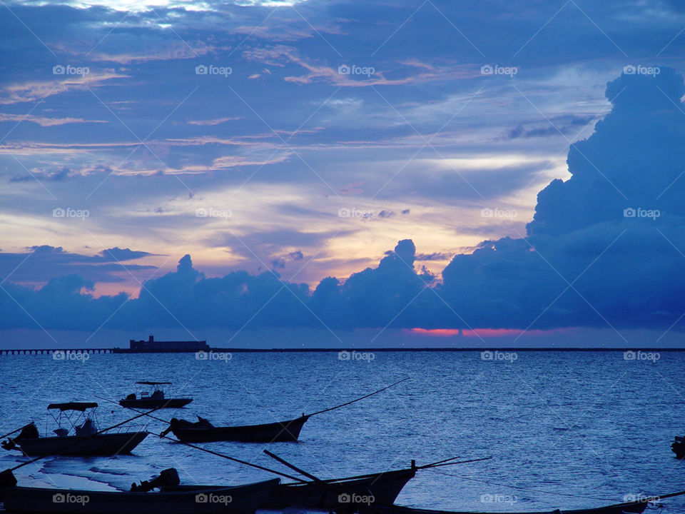 Beautiful sunset at a Yucatan Peninsula beach