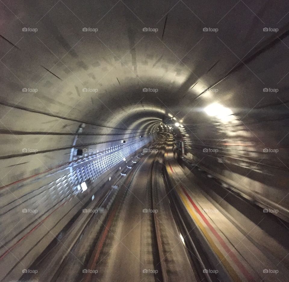 View from front window of subway train