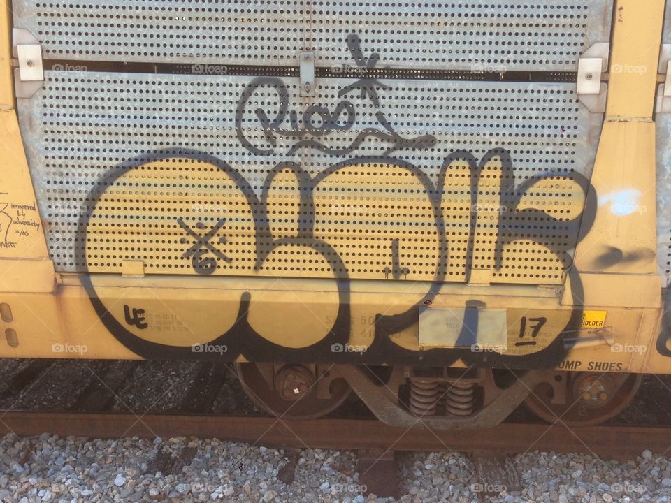 Train car rail graffiti art