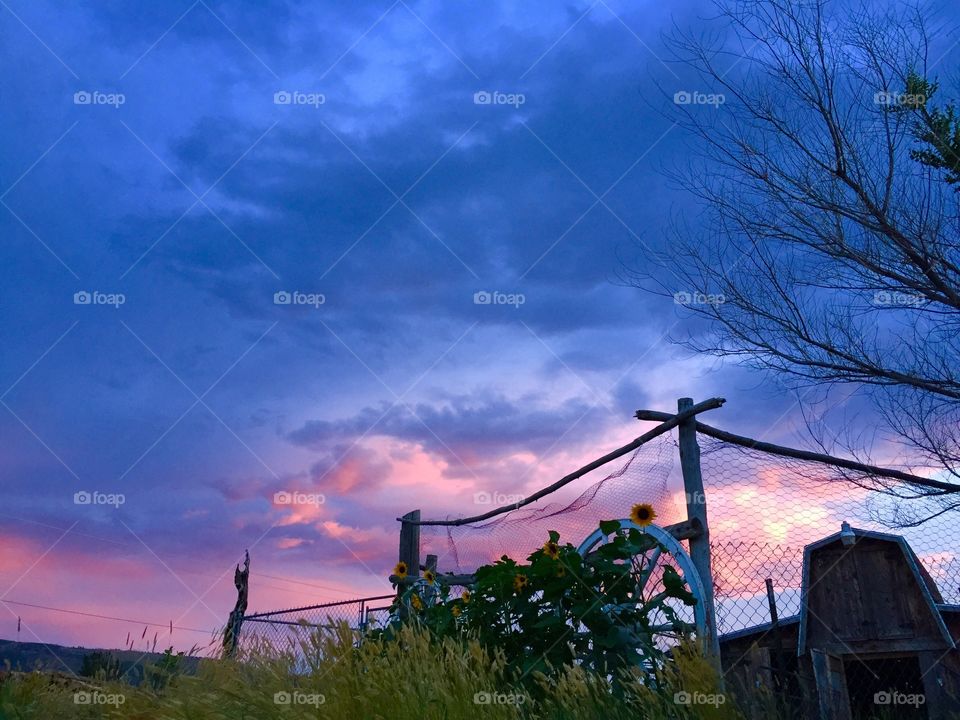 Wyoming Sunset. Beautiful Wyoming sunset with bright pinks and blues