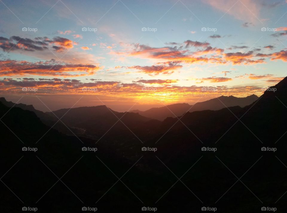 Sunset, Dawn, Mountain, No Person, Evening