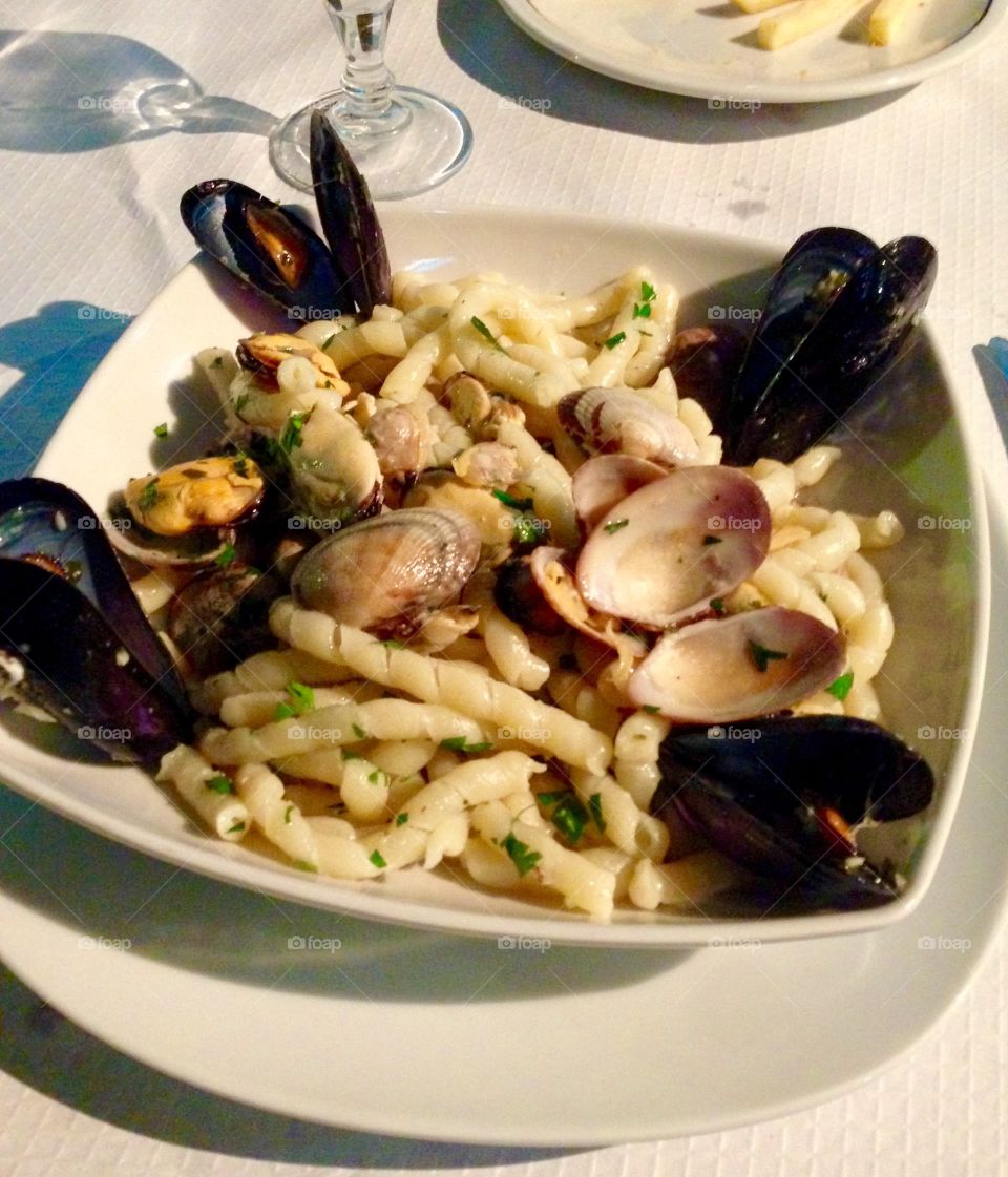 Busiate with seafood 